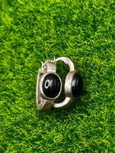 Load image into Gallery viewer, Earrings, Sterling Silver, Onyx Hingeback
