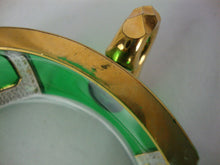 Load image into Gallery viewer, Antique Moser Glass Cabochon Green Bohemian Handled Nappy Bowl

