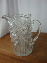Load image into Gallery viewer, Antique McKee EAPG Diamond Starburst Heavy Glass Pitcher Sawtooth Edges
