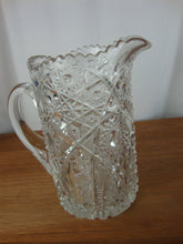 Load image into Gallery viewer, Antique McKee EAPG Diamond Starburst Heavy Glass Pitcher Sawtooth Edges
