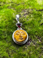 Load image into Gallery viewer, Pendant, Sterling Silver, Tigers Eye Face and Garnet
