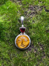 Load image into Gallery viewer, Pendant, Sterling Silver, Tigers Eye Face and Garnet
