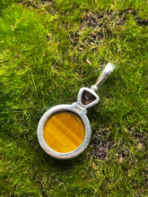 Load image into Gallery viewer, Pendant, Sterling Silver, Tigers Eye Face and Garnet
