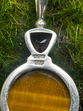 Load image into Gallery viewer, Pendant, Sterling Silver, Tigers Eye Face and Garnet
