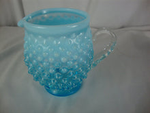 Load image into Gallery viewer, Vintage Fenton Aqua Blue Opalescent CC-369 Hobnail Small Pitcher
