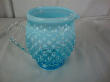Load image into Gallery viewer, Vintage Fenton Aqua Blue Opalescent CC-369 Hobnail Small Pitcher
