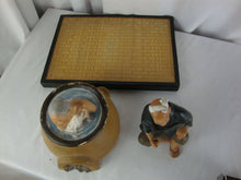 Load image into Gallery viewer, Vintage Hakata Urasaki Two Piece Statue Set with Woven Tray
