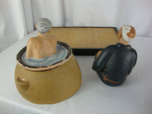 Load image into Gallery viewer, Vintage Hakata Urasaki Two Piece Statue Set with Woven Tray
