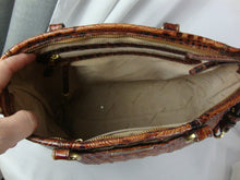 Load image into Gallery viewer, Vintage Brahmin Asher Brown Croc Zip Top Shoulder Bag Purse
