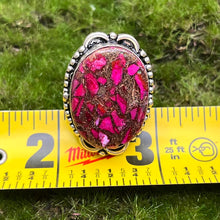 Load image into Gallery viewer, Ring, Sterling Silver, Pink Conglomerate, Size 8
