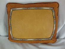 Load image into Gallery viewer, Elk and Deer Hide Pillow Cover with Stitched Indian Motif Border with Pillow Insert
