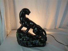 Load image into Gallery viewer, MCM Black Ceramic Panther TV Figural Lamp
