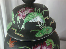 Load image into Gallery viewer, Vintage King's Fine China Large Porcelain Ginger Jar with Lid and Dark Wood Base

