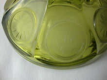 Load image into Gallery viewer, Vintage Fostoria Glass Coin Dot Olive Green Glass Footed Dish with Lid
