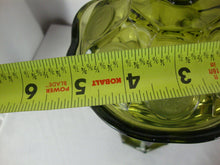 Load image into Gallery viewer, Vintage Fostoria Glass Coin Dot Olive Green Glass Footed Dish with Lid
