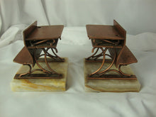 Load image into Gallery viewer, Vintage C Jere Signed Metal Student Desk on Onyx Base Bookend Pair
