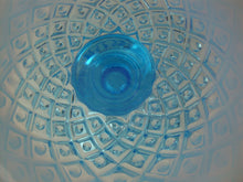 Load image into Gallery viewer, Vintage Fenton Aqua Blue Opalescent Hobnail Cake Plate With Crimped Edges
