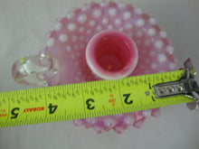 Load image into Gallery viewer, Vintage Fenton Cranberry Opalescent Hobnail Candle Holder with Clear Glass Finger Loop
