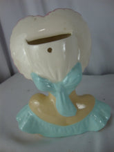 Load image into Gallery viewer, 1940s Shawnee USA Aqua Pink Lady Head Vase Wall Pocket
