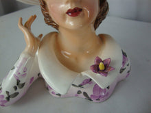 Load image into Gallery viewer, Vintage Lefton 1343A Ceramic Purple Flower Ladies Head Vase
