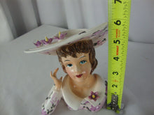 Load image into Gallery viewer, Vintage Lefton 1343A Ceramic Purple Flower Ladies Head Vase
