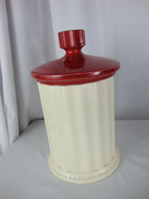 Load image into Gallery viewer, Vintage Unmarked Sugar with Eagle Cream Ceramic Kitchen Canister with Red Lid
