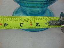 Load image into Gallery viewer, Jefferson Glass Compote Optic Block Bowl Opalescent Blue With Cranberry Frit Edge
