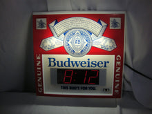 Load image into Gallery viewer, 1986 Anheuser Budweiser Electric Lighted with Digital Clock Wall Mount Beer Bar Sign
