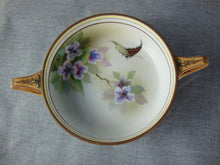 Load image into Gallery viewer, Vintage Nippon Handpainted Butterfly Flowers Handled Small Bowl
