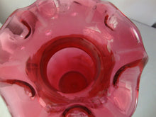 Load image into Gallery viewer, Vintage Fenton Cranberry Glass Handpainted Girl on Bike Scene Numbered Vase
