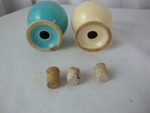 Load image into Gallery viewer, Vintage Fiesta Ware Turquoise and Old Ivory Ceramic Salt Pepper Shaker Set
