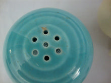 Load image into Gallery viewer, Vintage Fiesta Ware Turquoise and Old Ivory Ceramic Salt Pepper Shaker Set
