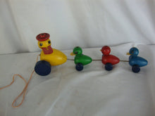 Load image into Gallery viewer, Vintage Fisher Price Mama Duck with Three Babies Pull Toy
