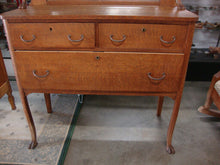 Load image into Gallery viewer, Vintage Tiger Oak Buffet Server 3 Drawer with Mirror and Upper Shelf
