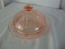 Load image into Gallery viewer, Vintage Jeanette Vaseline Pink Depression Glass Butter Dish with Dome Lid
