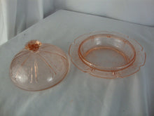 Load image into Gallery viewer, Vintage Jeanette Vaseline Pink Depression Glass Butter Dish with Dome Lid
