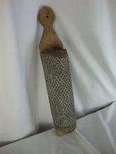 Load image into Gallery viewer, Vintage Primitive Punched Metal Star Motif with Rustic Wood Back Grater
