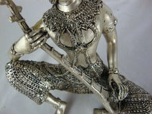 Load image into Gallery viewer, Vintage Metal Silver Tone Thai Bali Sitting Musician Figurine

