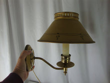 Load image into Gallery viewer, MCM Tole Gold Brass Metal Clip On Shade One Bulb Electric Wall Lamp Sconce
