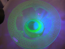 Load image into Gallery viewer, Vintage Vaseline Uranium Glass Medallion Short Flared Vase
