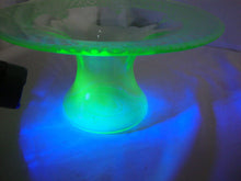 Load image into Gallery viewer, Vintage Vaseline Uranium Glass Medallion Short Flared Vase

