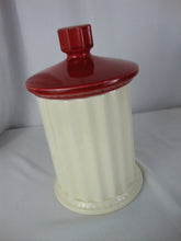 Load image into Gallery viewer, Vintage Unmarked Tea with Eagle Cream Ceramic Kitchen Canister with Red Lid
