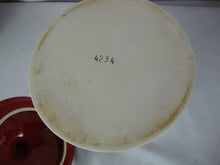 Load image into Gallery viewer, Vintage Unmarked Tea with Eagle Cream Ceramic Kitchen Canister with Red Lid
