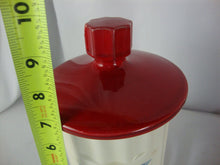 Load image into Gallery viewer, Vintage Unmarked Tea with Eagle Cream Ceramic Kitchen Canister with Red Lid
