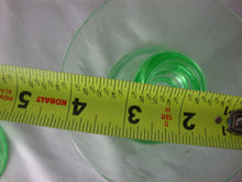 Load image into Gallery viewer, Vintage Paden City Vaseline Etched Glass Candleholders Set of 2
