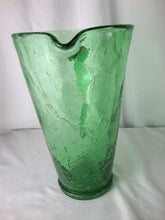 Load image into Gallery viewer, Vintage Green Crinkle Glass Tall Beverage Pitcher
