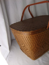 Load image into Gallery viewer, Vintage Red Man Products Woven Picnic Basket with Metal Swing Handles
