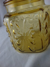 Load image into Gallery viewer, Vintage LE Smith Amber Atterbury Scroll Canister with Matching Lid
