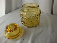 Load image into Gallery viewer, Vintage LE Smith Amber Atterbury Scroll Canister with Matching Lid
