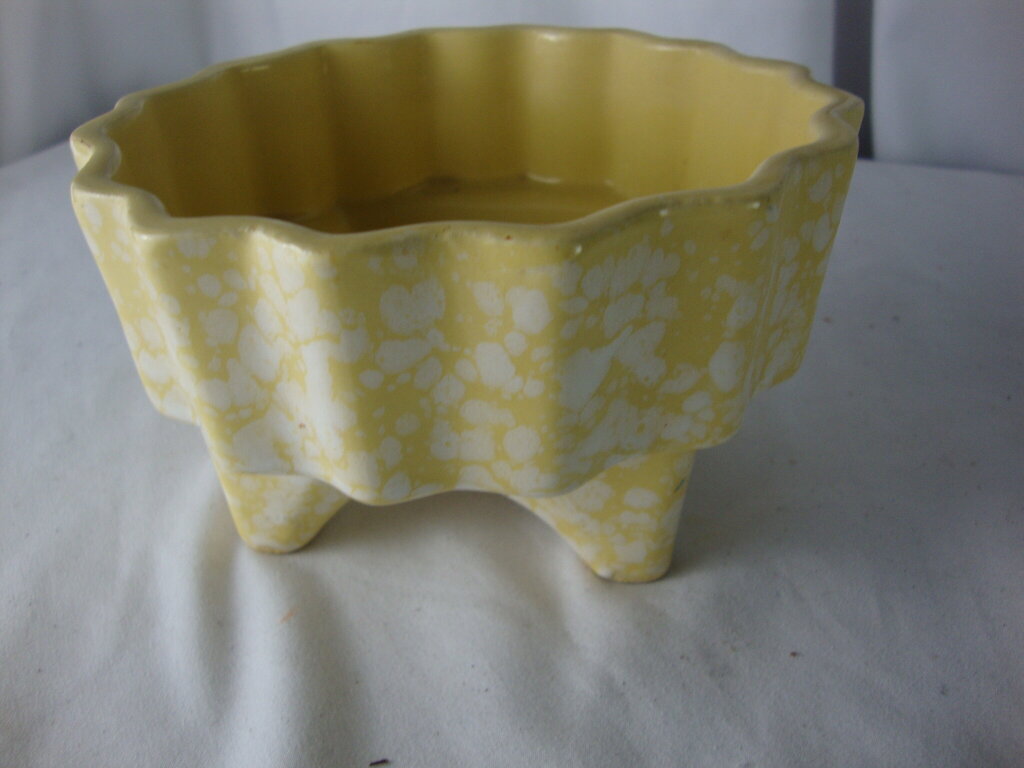 mustard ceramic plant pot Vintage Yellow White Spatter Ceramic Four Legged Small Planter Pot – Standpipe Antiques